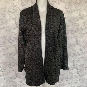 Terazzo Black Sparkle Glitter Open Front Cardigan